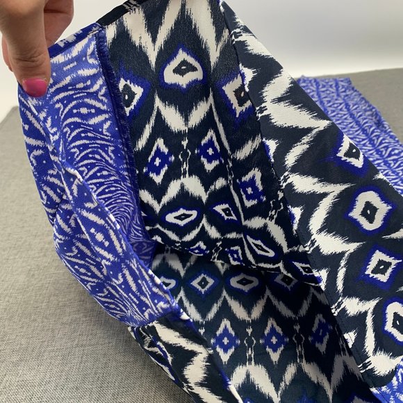 Joe Fresh Geometric Shift Dress Medium Blue Black & White Lightweight Belt Loops - Picture 7 of 14